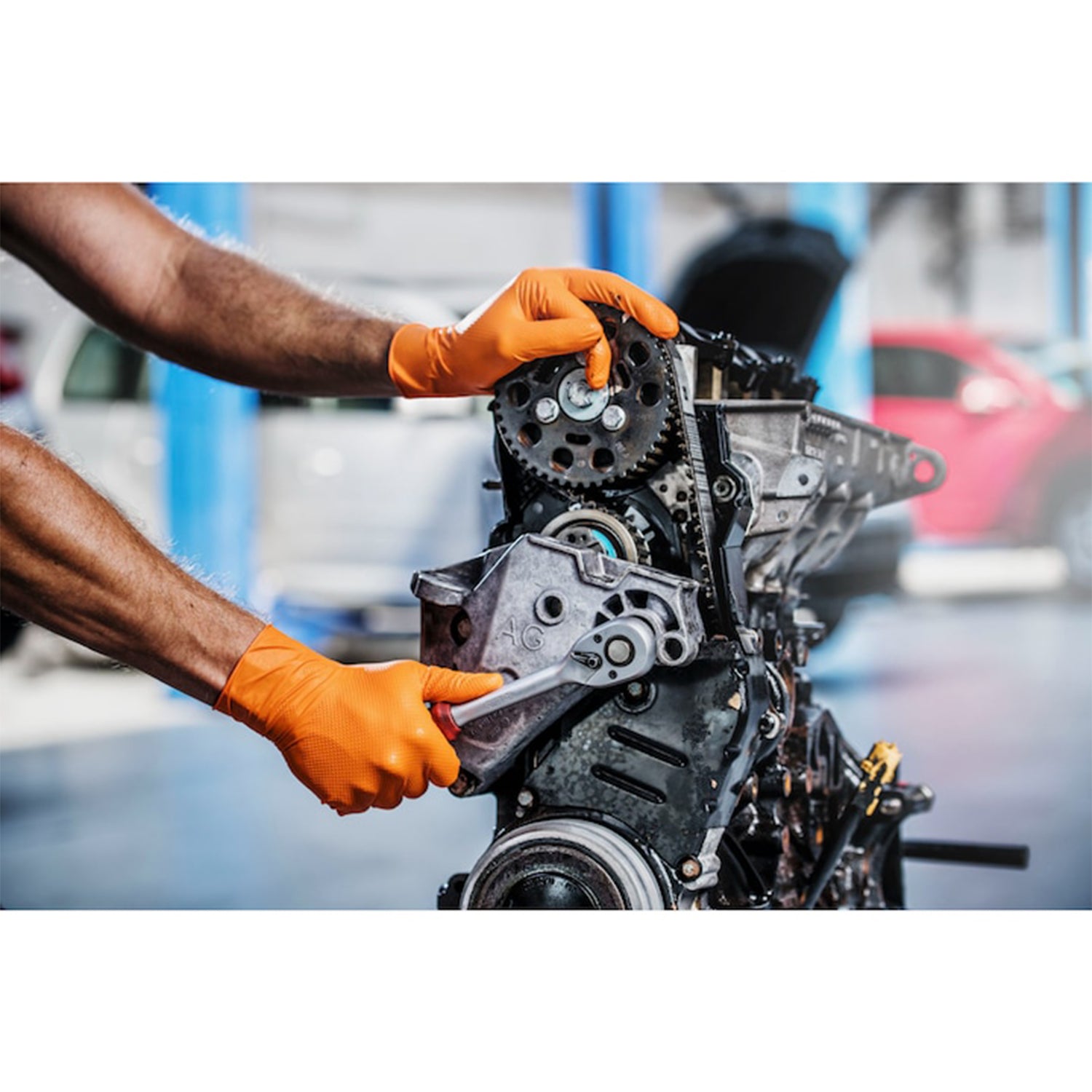 Προστατευτικά Γάντια Νιτριλίου Premium Mercator GoGrip One By One, Πορτοκαλί, Μέγεθος M,100 Τμχ