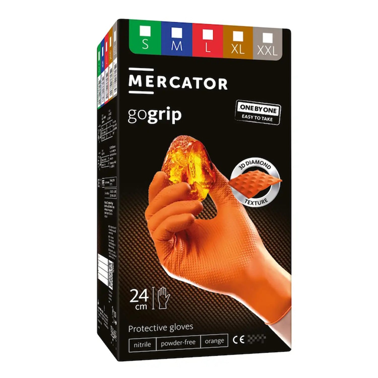 Προστατευτικά Γάντια Νιτριλίου Premium Mercator GoGrip One By One, Πορτοκαλί, Μέγεθος M,100 Τμχ