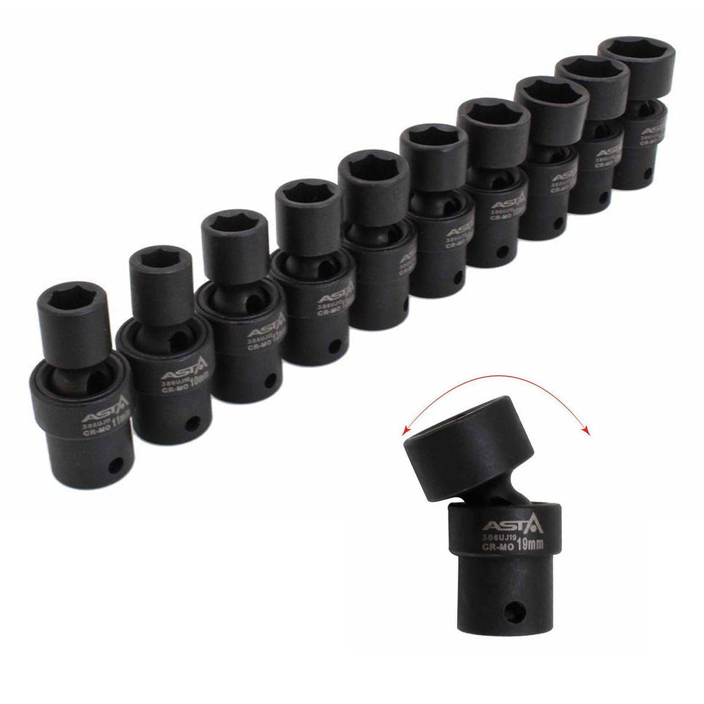 Σετ 10 Καρυδάκια Impact Κρουστικά 3/8" 10-19mm με Σπαστή Άρθρωση