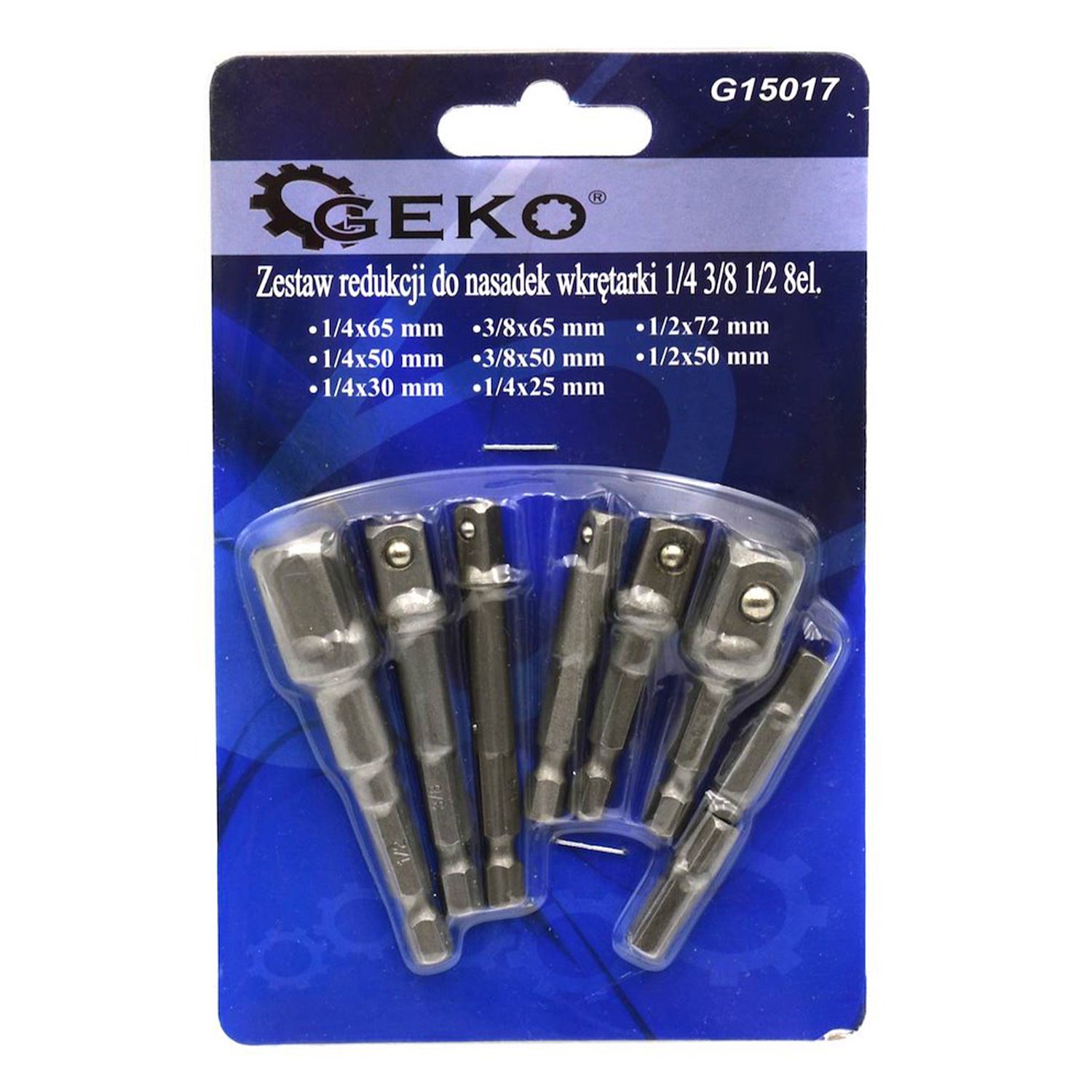 Σετ Αντάπτορες Για Καρυδάκια Hex 1/4" 3/8" 1/2" 8Τμχ GEKO