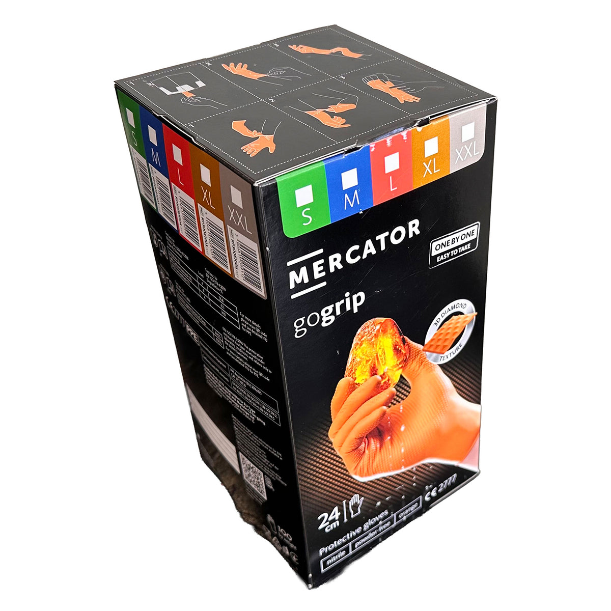 Σετ Γάντια Νιτριλίου Mercator GoGrip One By One Premium Πορτοκαλί Μέγεθος L 100Τμχ