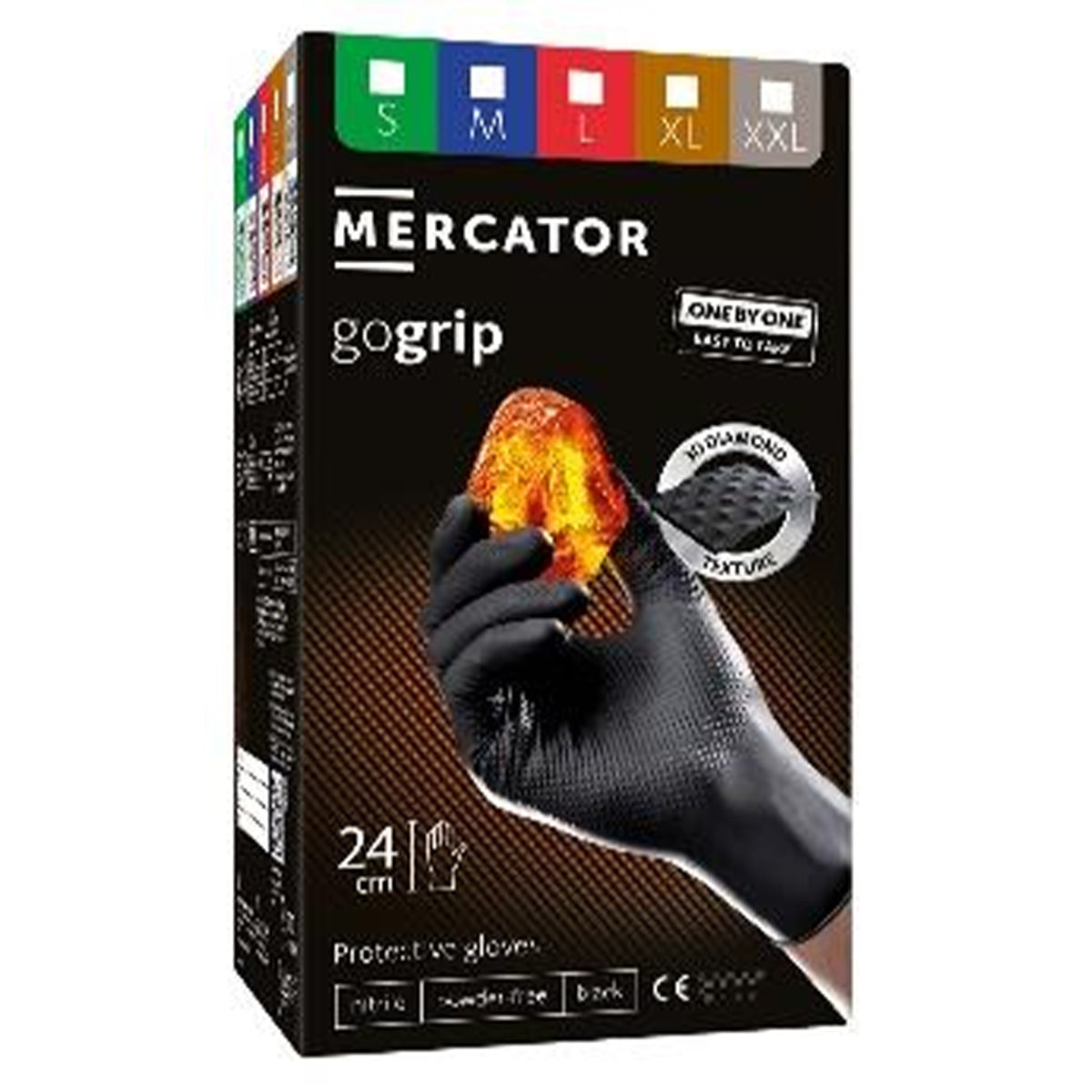 Σετ Γάντια Νιτριλίου Mercator GoGrip One By One Premium Μαύρο Μέγεθος XL 100Τμχ