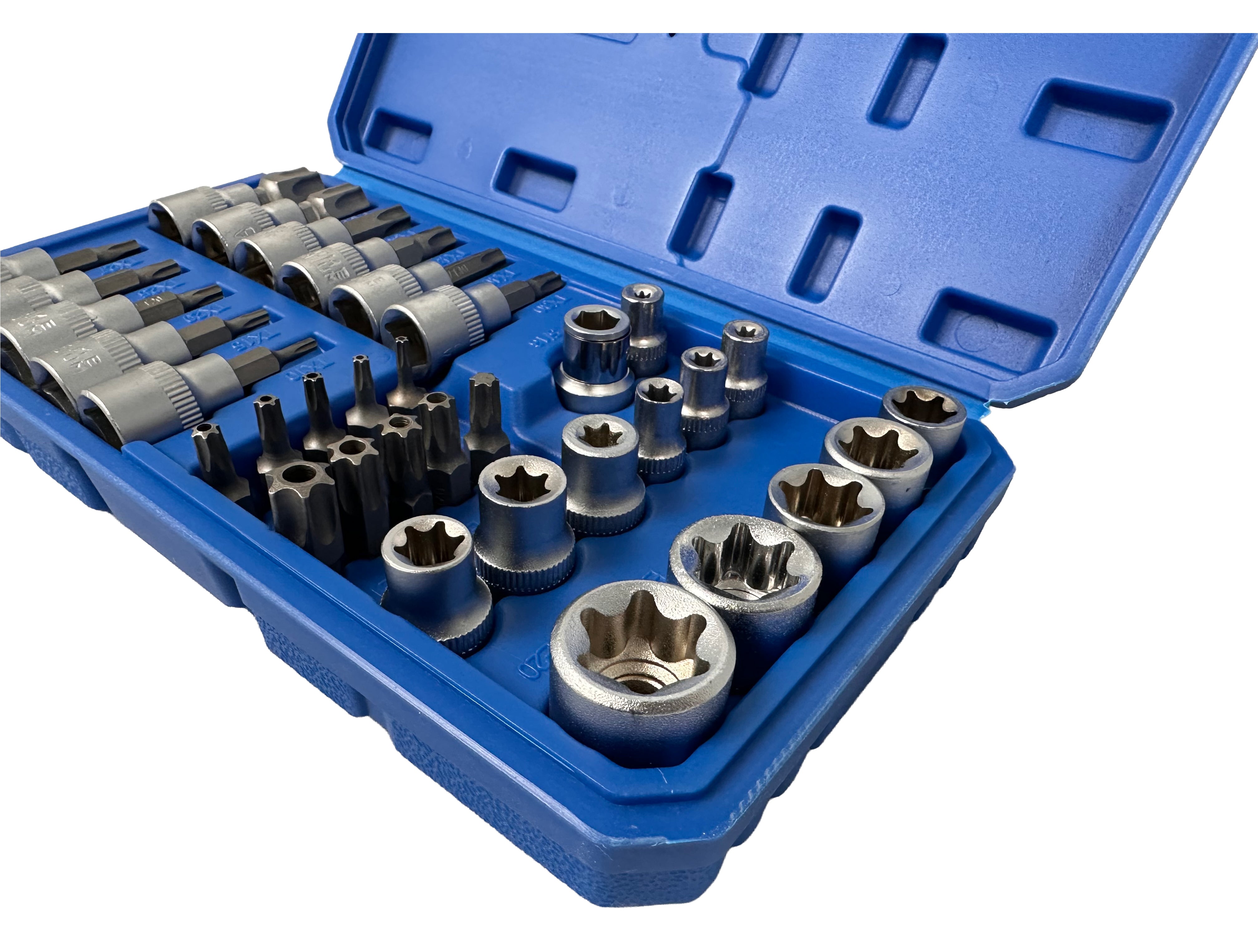 Σετ Καρυδάκια 3/8" Προφίλ Ε Και Μύτες Torx 34Τμχ GEBO TOOLS