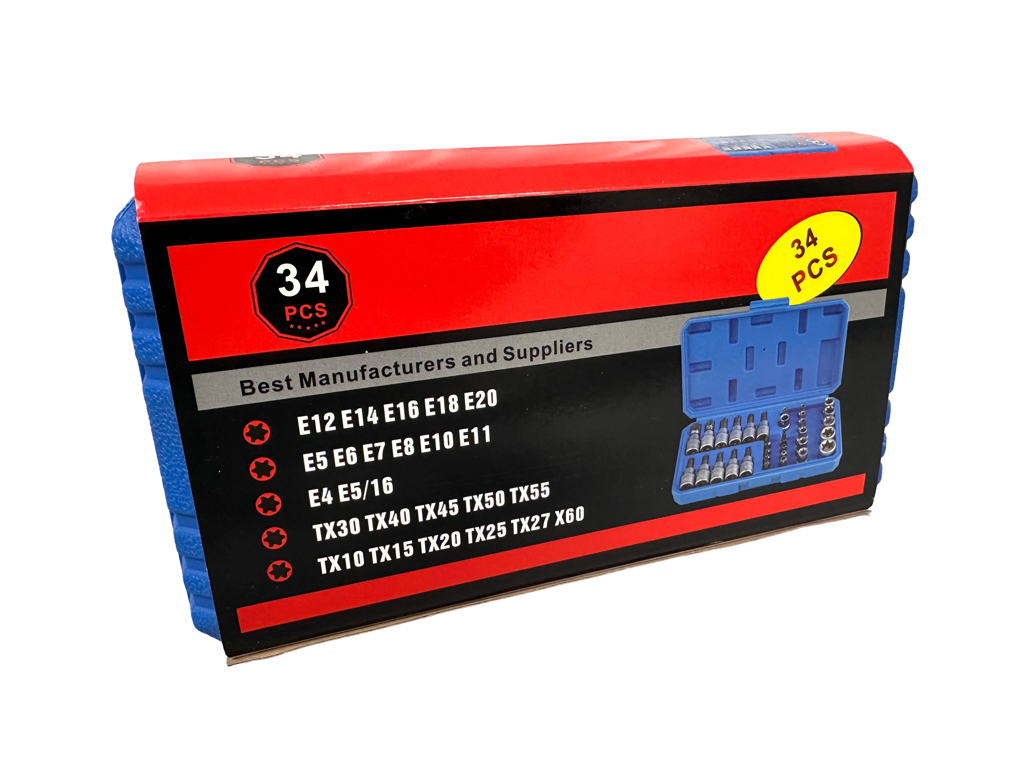 Σετ Καρυδάκια 3/8" Προφίλ Ε Και Μύτες Torx 34Τμχ GEBO TOOLS