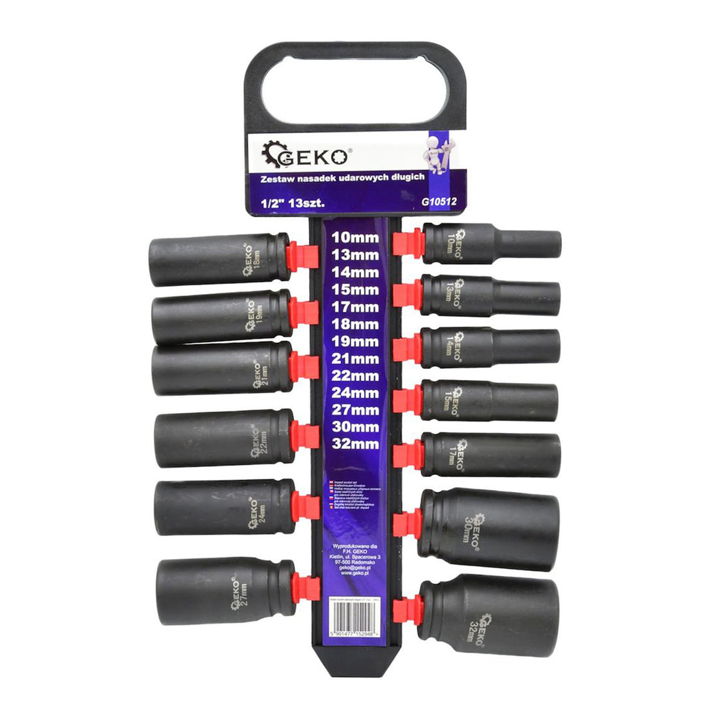 Σετ Καρυδάκια Κρουστικά Μακριά 1/2" 10-32mm 13Τμχ GEKO