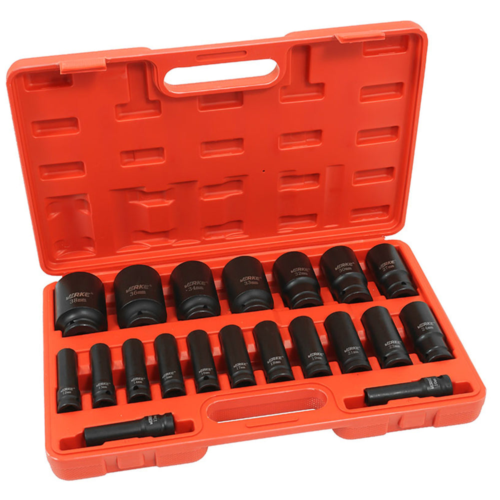 Σετ Καρυδάκια Μακριά Κρουστικά 1/2 10-38mm 20Τμχ VERKE