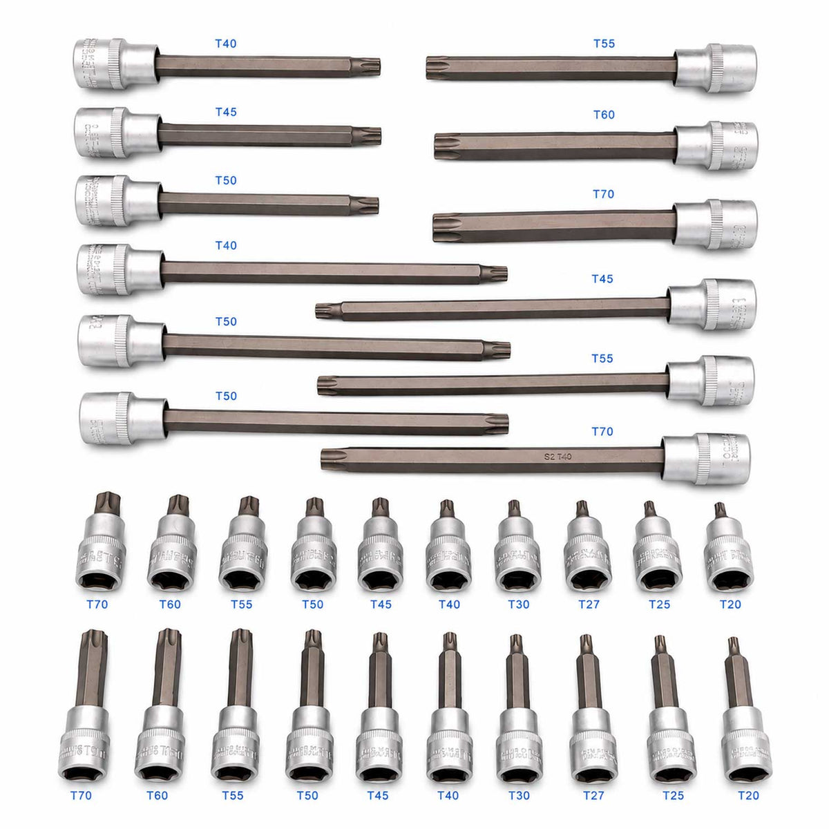 Σετ Καρυδάκια Με Μακριές Μύτες Torx 1/2" 32 Τμχ GEBO TOOLS