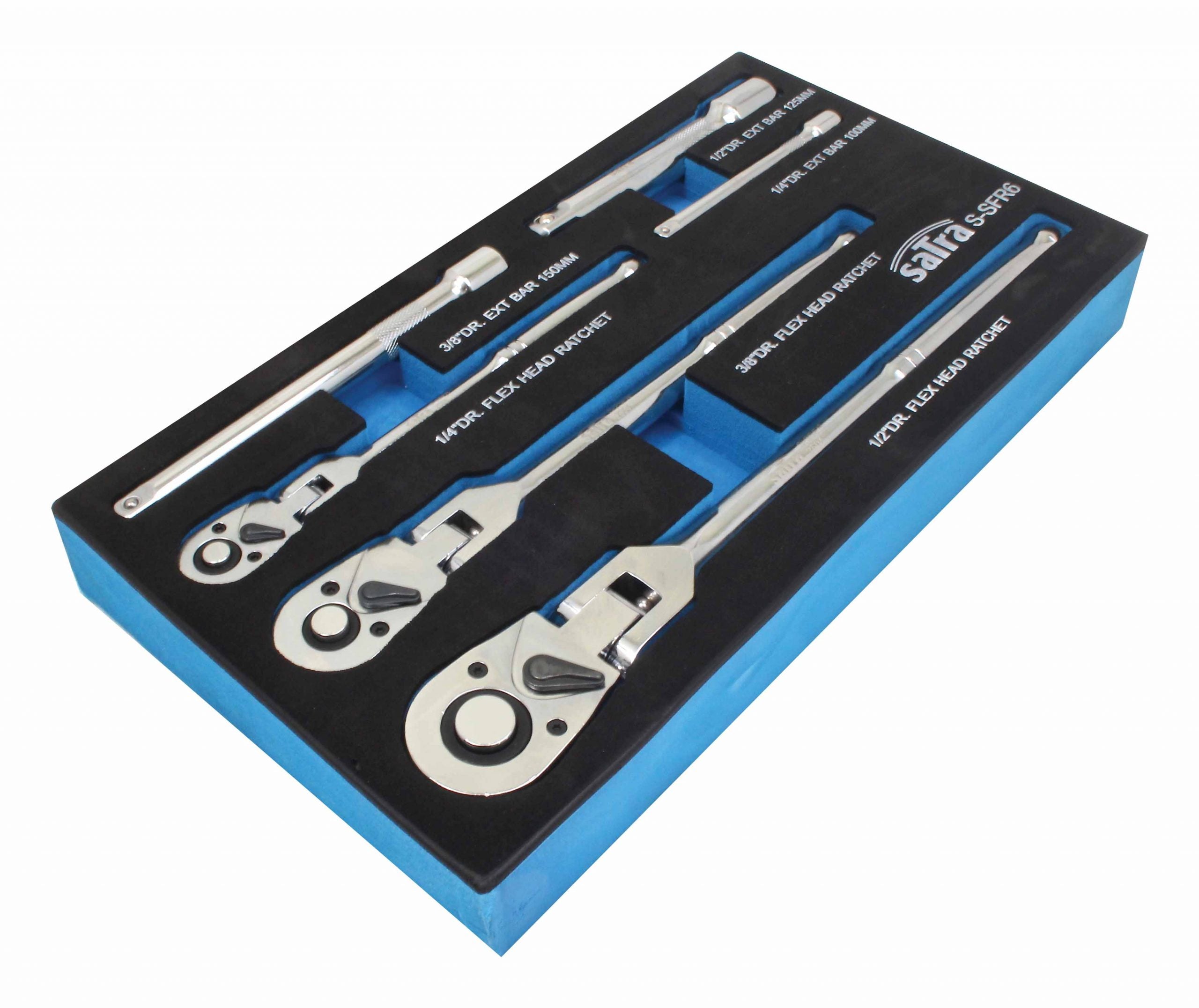 Σετ Καστάνιες 1/4"-3/8"-1/2" Με Αρθρωτή Κεφαλή 180° Και Προεκτάσεις 6Τμχ