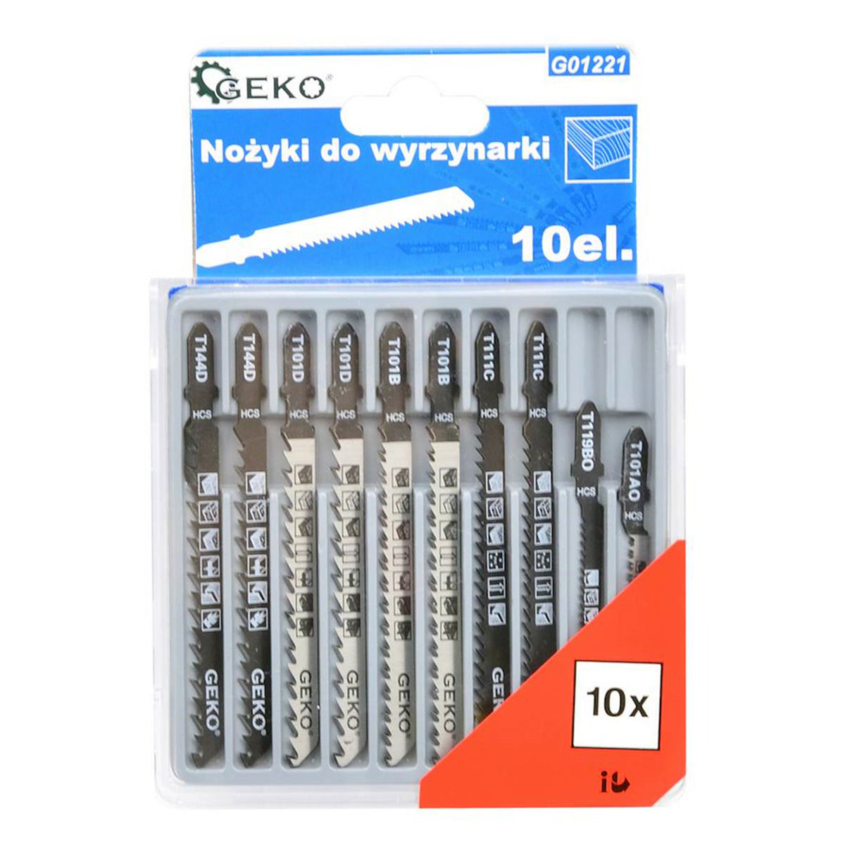 Σετ Λάμες Για Σέγα- Ατσάλι HCS Υποδοχή Τύπου Τ 10Τμχ GEKO