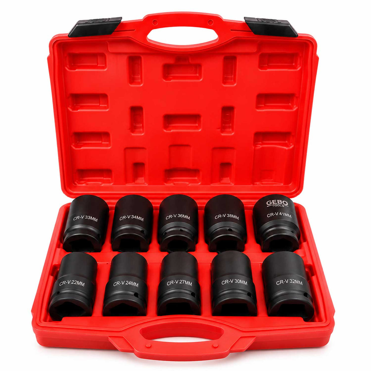 Σετ Μακριά Καρυδάκια Κρουστικά 1'' 22-41 mm 10 Τμχ GEBO TOOLS