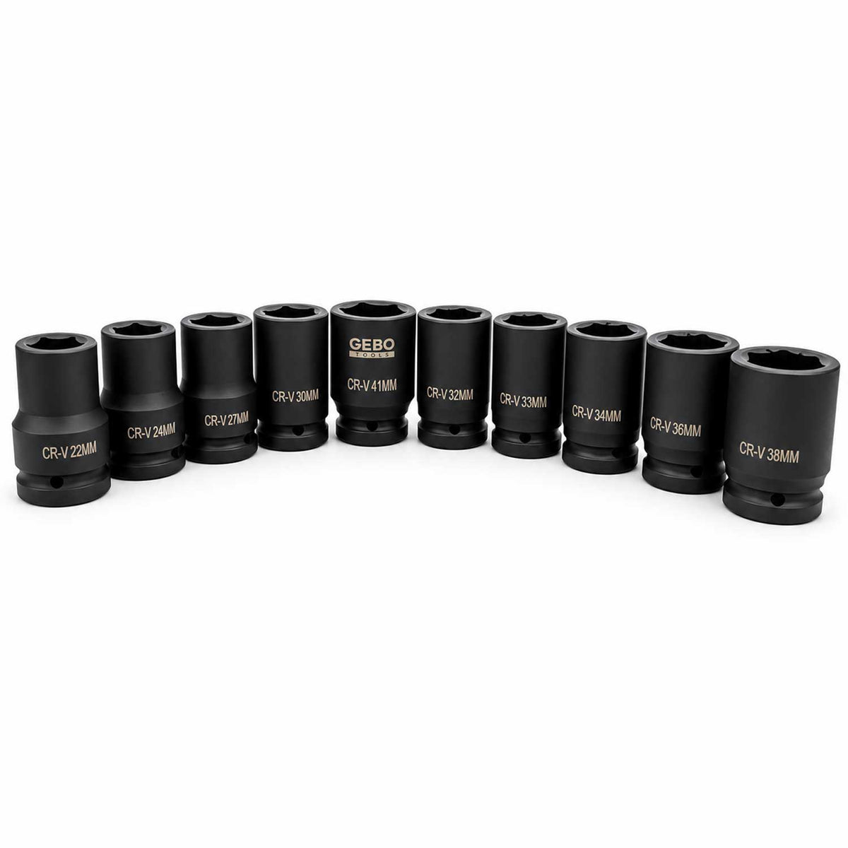 Σετ Μακριά Καρυδάκια Κρουστικά 1'' 22-41 mm 10 Τμχ GEBO TOOLS