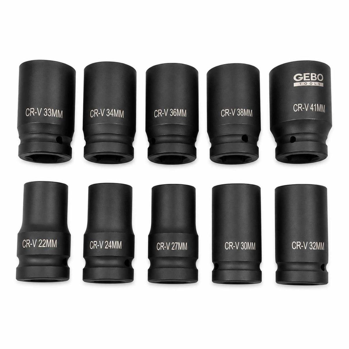 Σετ Μακριά Καρυδάκια Κρουστικά 1'' 22-41 mm 10 Τμχ GEBO TOOLS