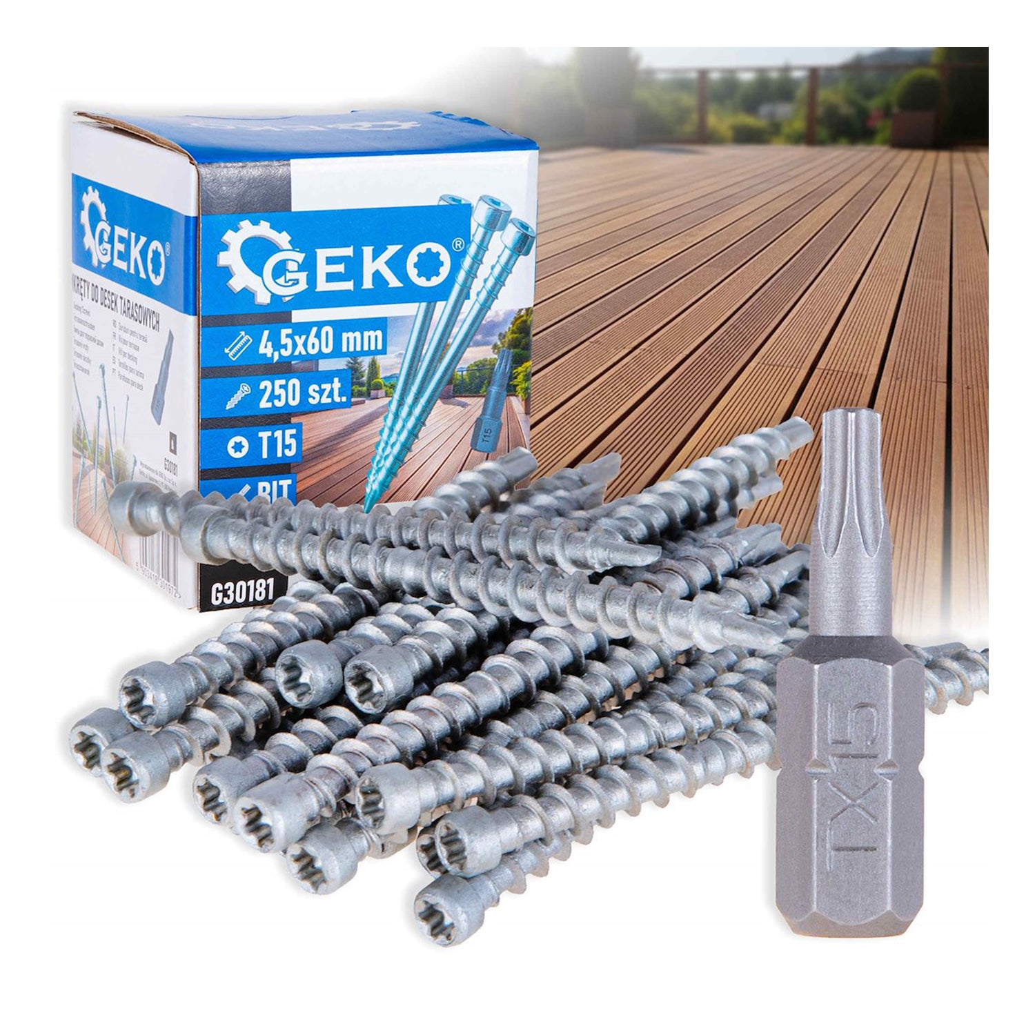 Σετ Βίδες Με Κεφαλή Torx T15 4.5x60mm 250Τμχ GEKO