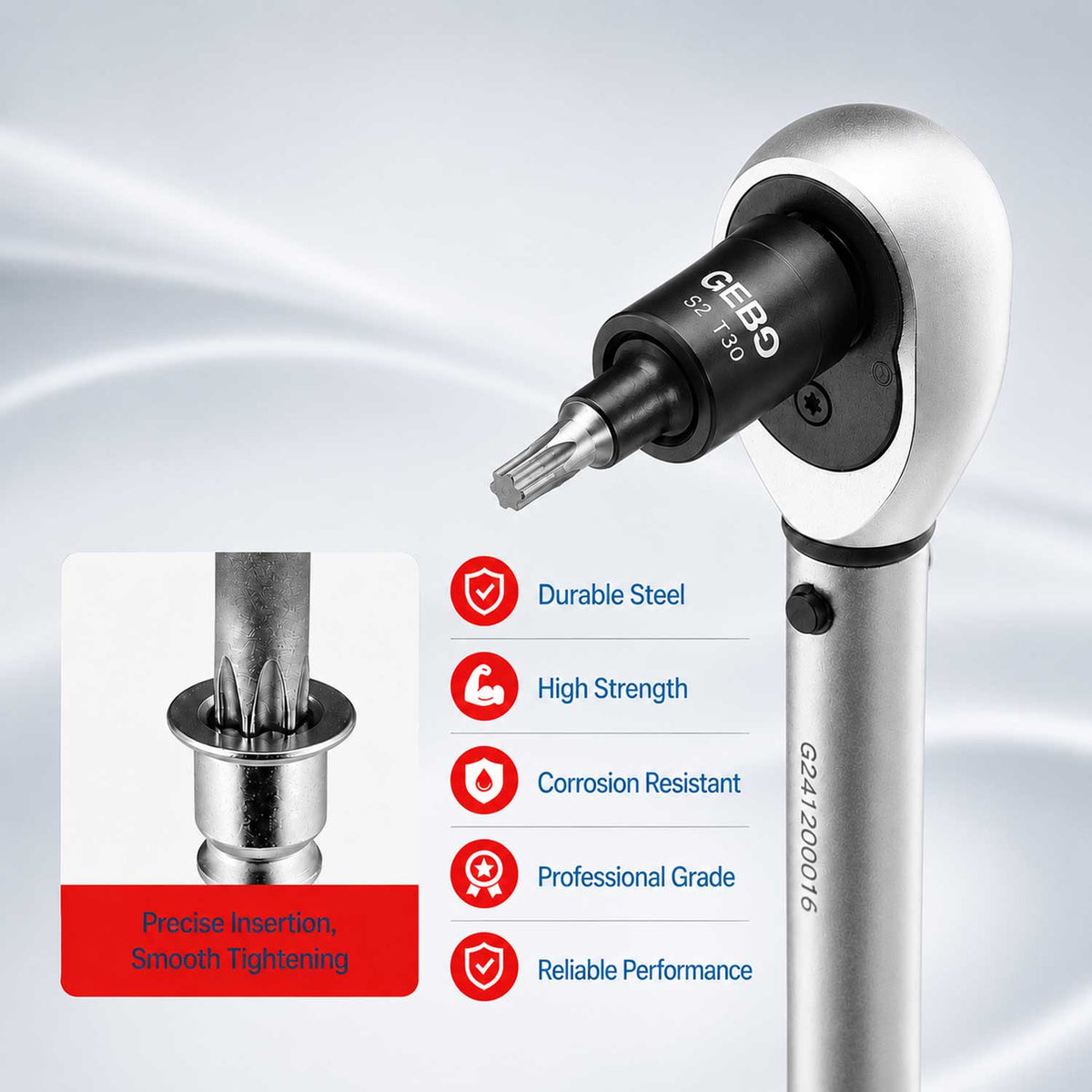 Σετ Μύτες Καρυδάκια Torx T8-T60 Προφίλ Ε Ε4-Ε20 1/4" 3/8" 1/2" 25Τμχ GEBO TOOLS