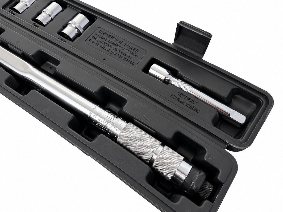Σετ Δυναμόκλειδο-Ροπόκλειδο 1/2" 28-210Nm 17-19-21mm Και Προέκταση 5Τμχ GEBO TOOLS