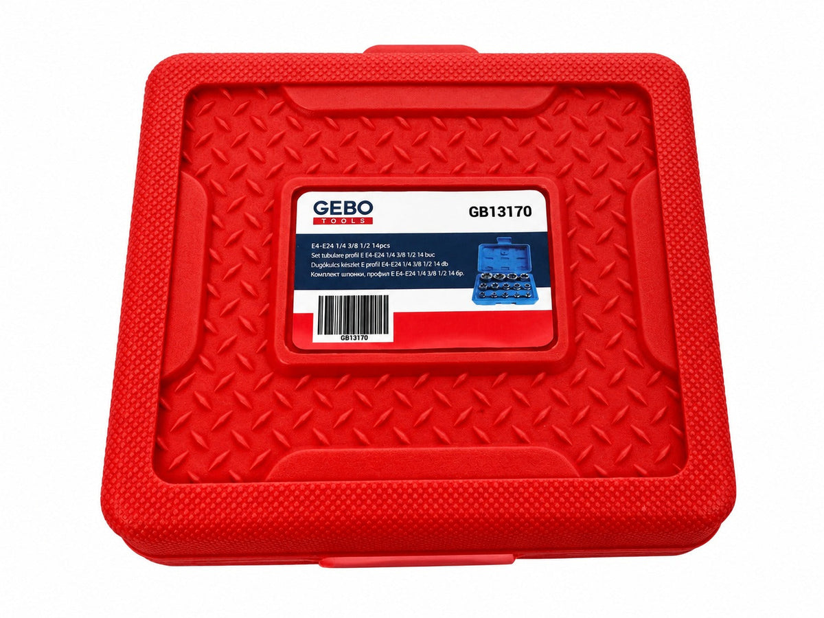 Σετ Καρυδάκια Προφίλ Ε Ε4-Ε24 1/4" 3/8" 1/2" 14Τμχ GEBO TOOLS