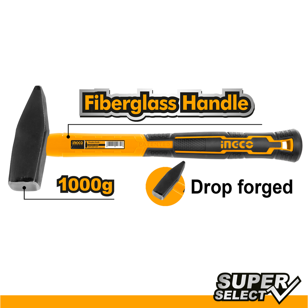 Σφυρί Μηχανικού με Λαβή Fiberglass 500gr INGCO