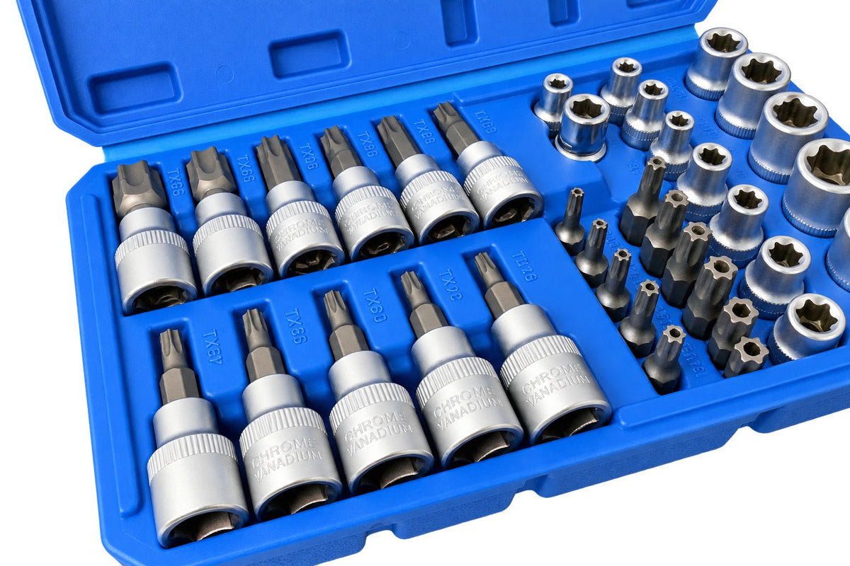 Σετ Καρυδάκια 3/8" Προφίλ Ε Και Μύτες Torx 34Τμχ GEBO TOOLS