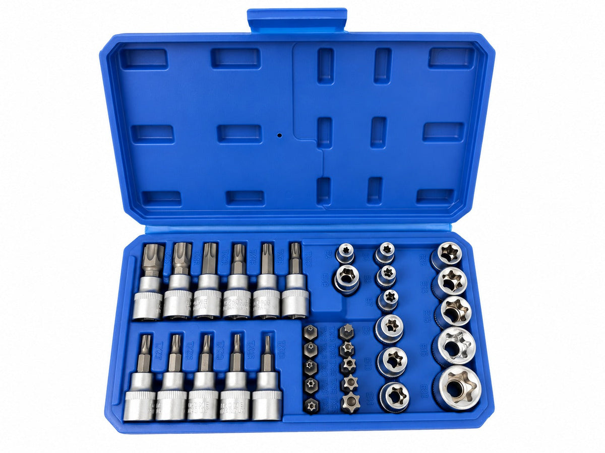 Σετ Καρυδάκια 3/8" Προφίλ Ε Και Μύτες Torx 34Τμχ GEBO TOOLS