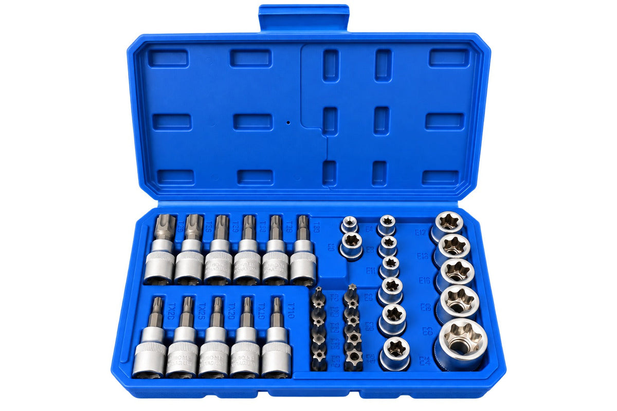 Σετ Καρυδάκια 3/8" Προφίλ Ε Και Μύτες Torx 34Τμχ GEBO TOOLS