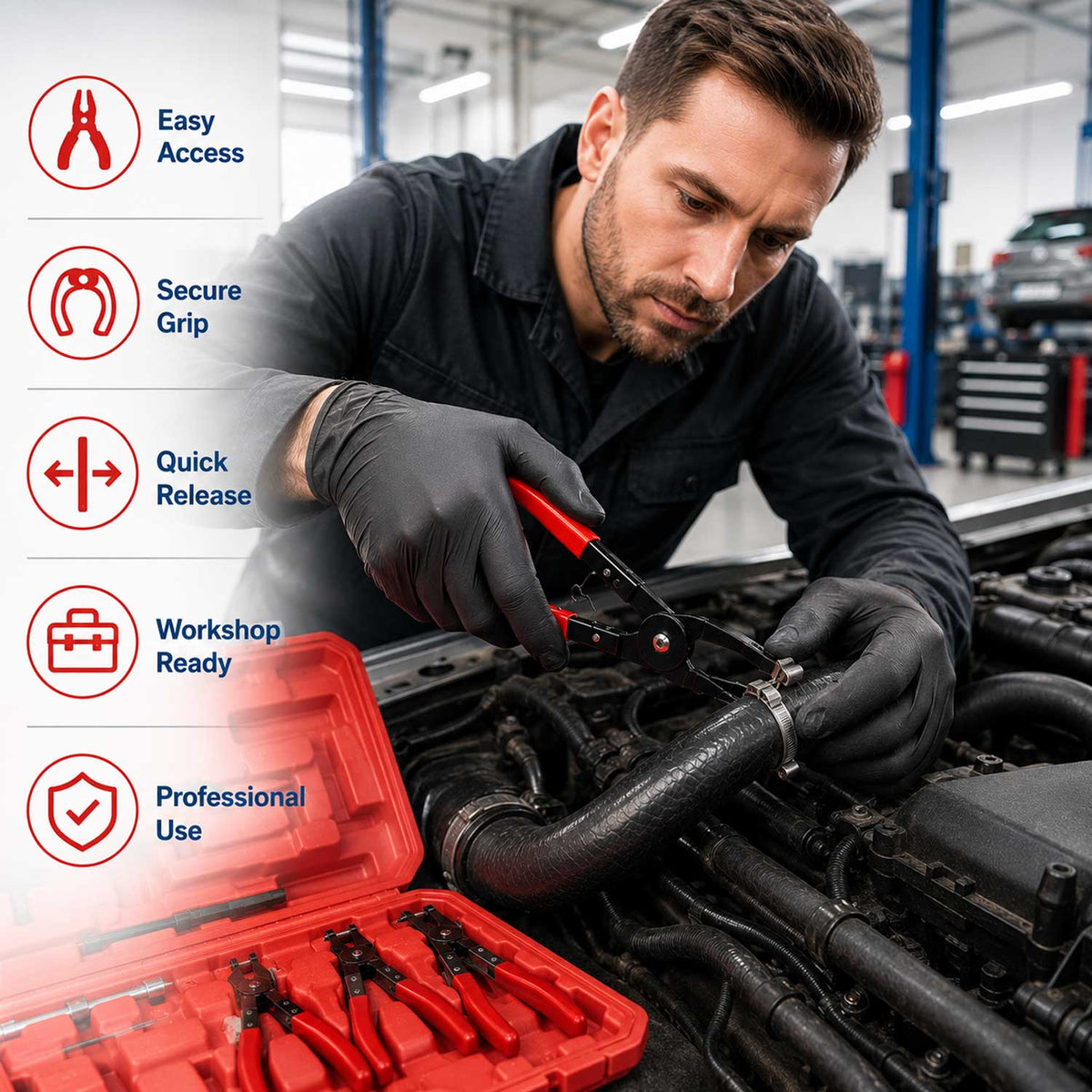 Σετ Πένσες Σφιγκτήρων Κολάρων 9 Τμχ GEBO TOOLS