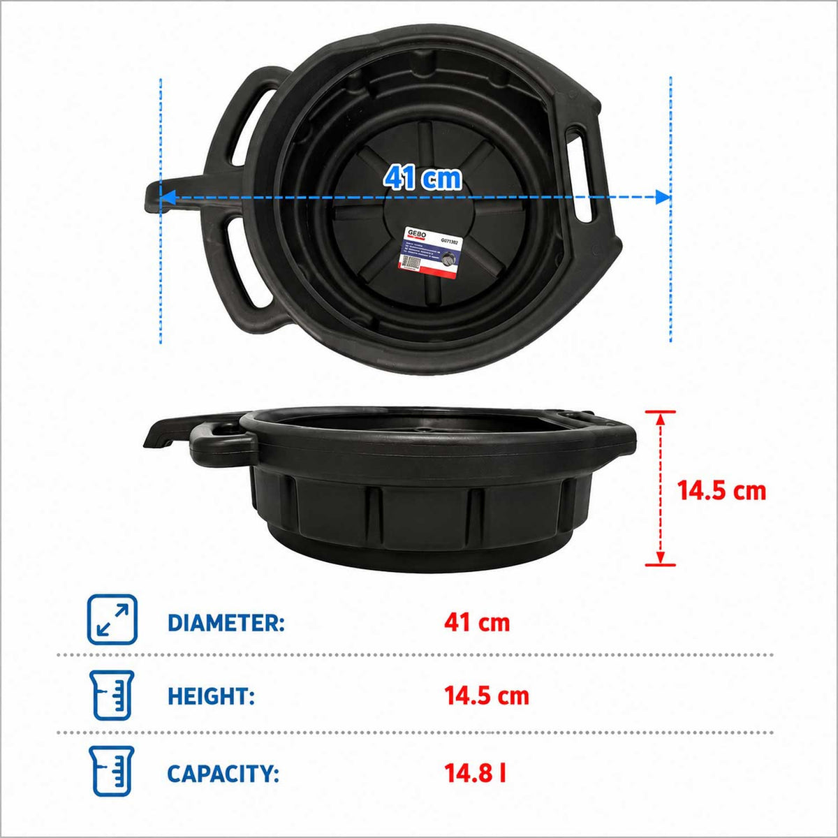 Δοχείο-Λεκάνη Συλλογής Λαδιού 15L GEBO TOOLS