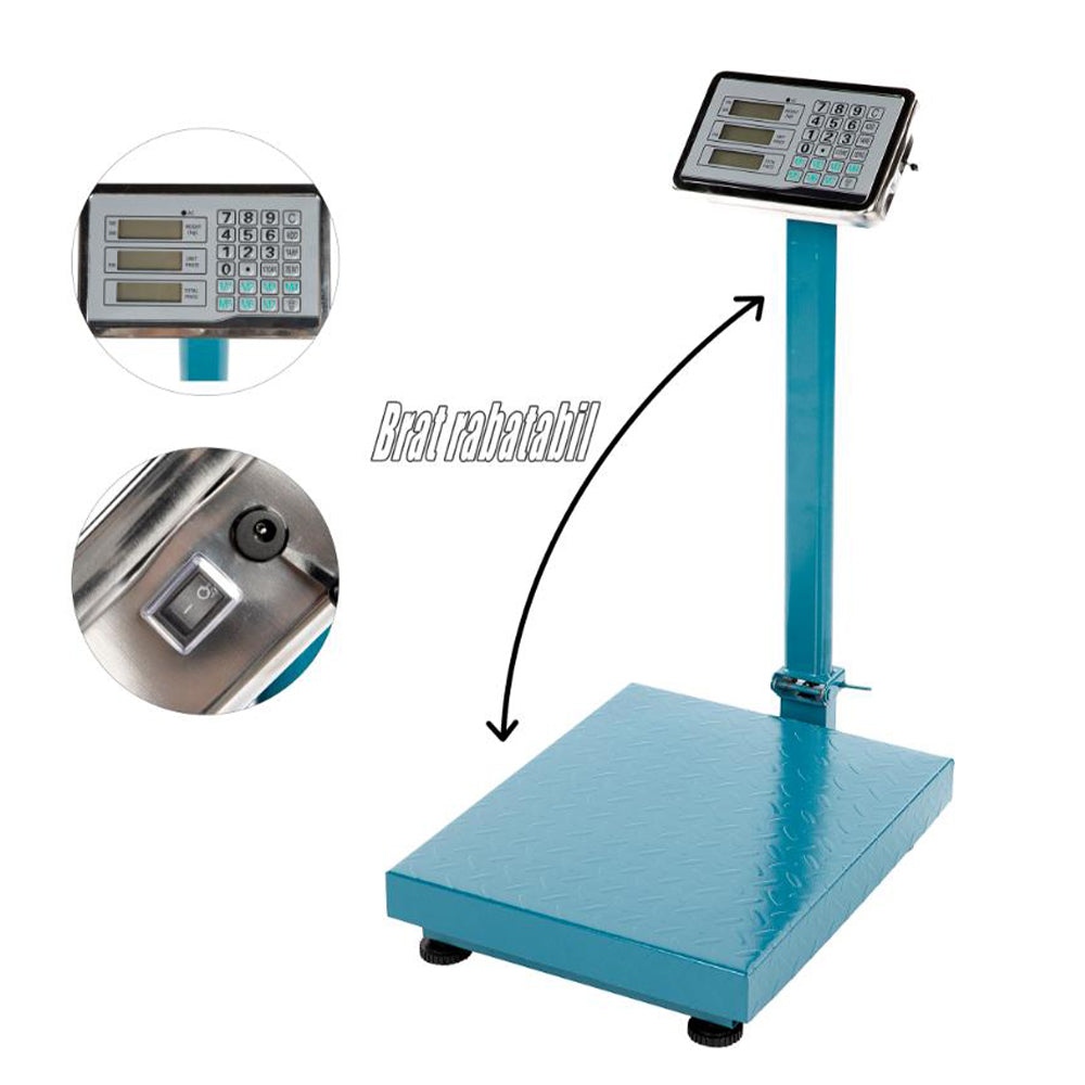 Ψηφιακη Ζυγαρια Πλαστιγγα 350Kg Me Πλατφορμα Ζυγισησ Inox 40X50
